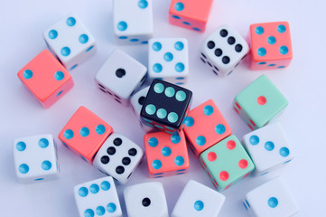 different colored dice 