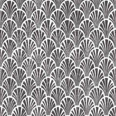 Seigaiha seamless pattern. White and gray print for home decor. Japanese motives. Vintage wallpaper. Vector illustration.