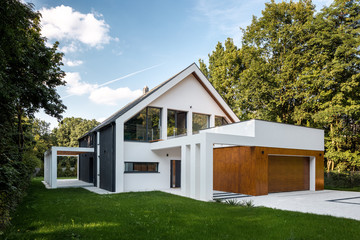 Fototapeta Modern house with garage obraz