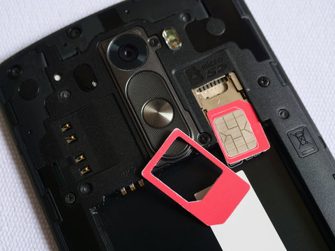 Micro SIM card in the smartphone