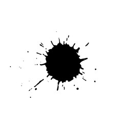 Ink stain with spray. Vector isolated illustration.