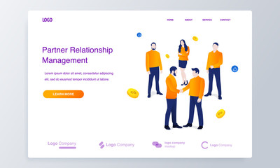 Obraz na płótnie Canvas Website or landing page of businessmen shaking hands. Relations of partners in business concept illustration