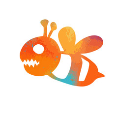 Colorful Cheerful bee monster. Happy Halloween. Vector illustration