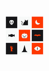 Halloween icon set collection flat vector design illustration
