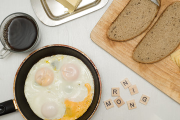 Flat lay food. Morning. Breakfast 