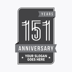 151 years anniversary design template. One hundred and fifty-one years celebration logo. Vector and illustration.
