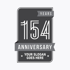 154 years anniversary design template. One hundred and fifty-four years celebration logo. Vector and illustration.