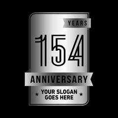 154 years anniversary design template. One hundred and fifty-four years celebration logo. Vector and illustration.