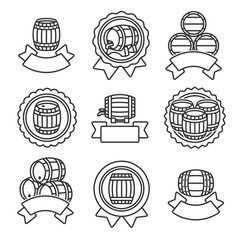 Barrels collection labels and elements set. Vector