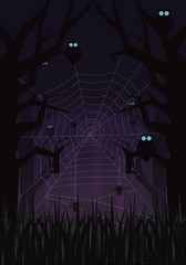 Wildlife in Jungle Halloween Art - Vector