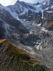 Panoramic view of the seracs of the east face of Monte Rosa, in Italy.