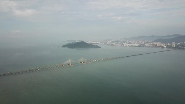 Aerial view Penang Bridge with Sultan Abdul Halim Muadzam Shah Bridge.