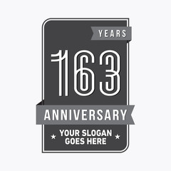 163 years anniversary design template. One hundred and sixty-three years celebration logo. Vector and illustration.