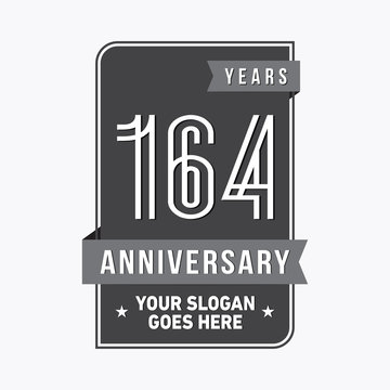 164 years anniversary design template. One hundred and sixty-four years celebration logo. Vector and illustration.