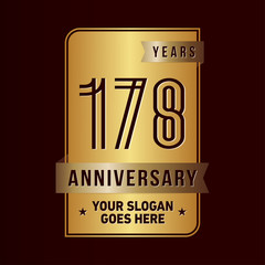 178 years anniversary design template. One hundred and seventy-eight years celebration logo. Vector and illustration.