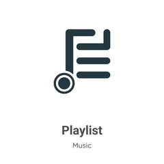 Playlist vector icon on white background. Flat vector playlist icon symbol sign from modern music collection for mobile concept and web apps design.