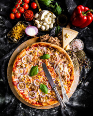 Italian pizza with ingredients