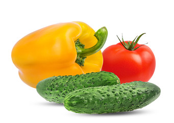 Fresh vegetables isolated on white background with clipping path