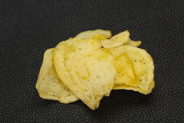 Natural potato salted chips heap