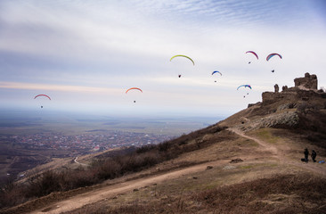 Paragliding over the mountains