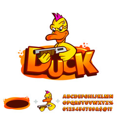 Vector duck logo with shotgun