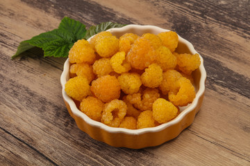 Sweet ripe tasty yellow raspberry