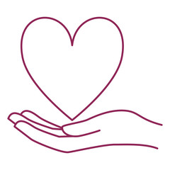 hand with heart breast cancer charity icon