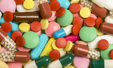  Heap of medical pills . Images for the pharmaceutical industry. The concept of medicine.