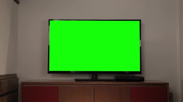 Travelling into TV green screen Living room 2