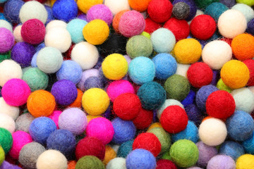 background of many balls made with felt