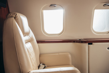 luxury, comfortable and modern cabin of private plane