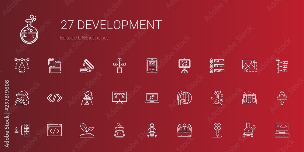 Sticker development icons set