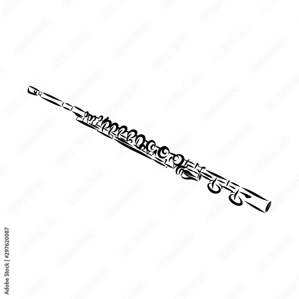 Wall mural flute isolated on white background