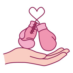 boxing gloves hanging with hand sport equipment icon