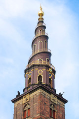 Fototapeta na wymiar The Church of Our Saviour (Vor Frelsers Kirke) is a baroque church in Copenhagen, Denmark