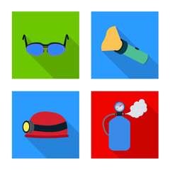 Vector illustration of mountaineering and peak sign. Set of mountaineering and camp stock symbol for web.