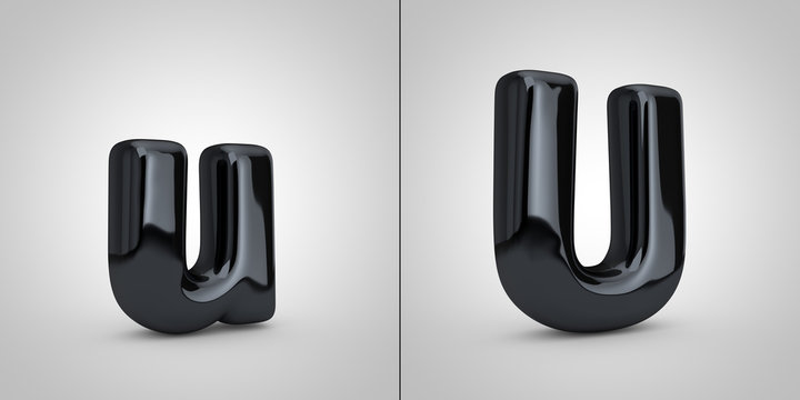 Black alphabet letter U isolated on white background.