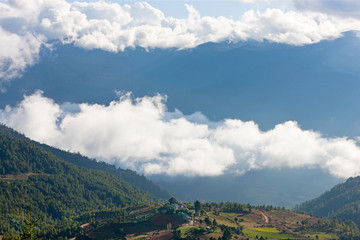 Fototapeta premium Shingyer Village In Ura Valley Bumthang, Bhutan