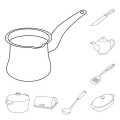 Isolated object of kitchen and cook symbol. Set of kitchen and appliance stock vector illustration.