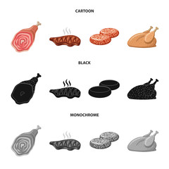 Vector illustration of meat and ham icon. Set of meat and cooking stock symbol for web.