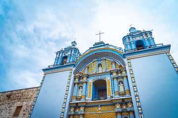 A Blue Church in Ocotlan, Oaxaca, Mexico