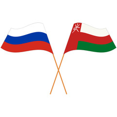 Russian Federation, Sultanate of Oman. National flags. Abstract concept, icon set. Vector illustration.