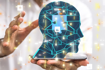 Human head cyber mind digital technology