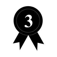Ribbon of winner award, Ribbon with number 3, Anniversary ribbon for 3 years