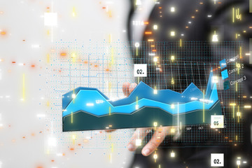 Economic graph with diagrams on the stock market, for business and financial concept
