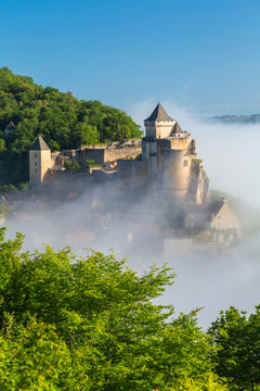 Morning mist, Castelnaud, Dordogne, Aquitaine, France