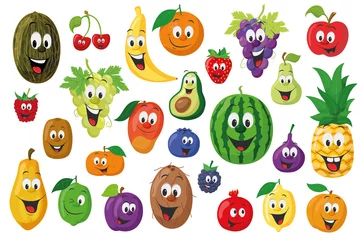 Fruits Characters Collection: Satz von 26 verschiedenen Früchten im Cartoon-Stil Vektorillustration © asantosg