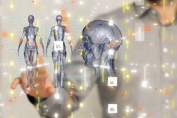 Obraz na płótnie Canvas medical network connection with modern virtual screen interface