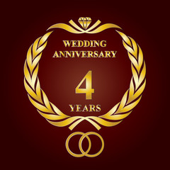 Wedding Anniversary logo for 4 yearS celebrating