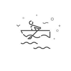 Rowing boat simple vector line icon. Symbol, pictogram, sign. Light background. Editable stroke